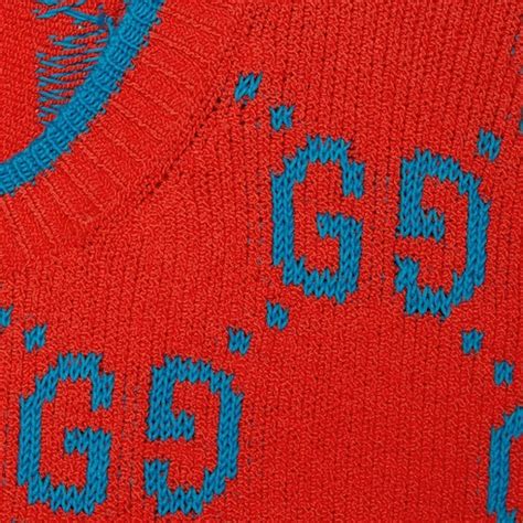 red gucci crewneck|Gucci Crewneck Moved Cotton GG 6431 red/blue .